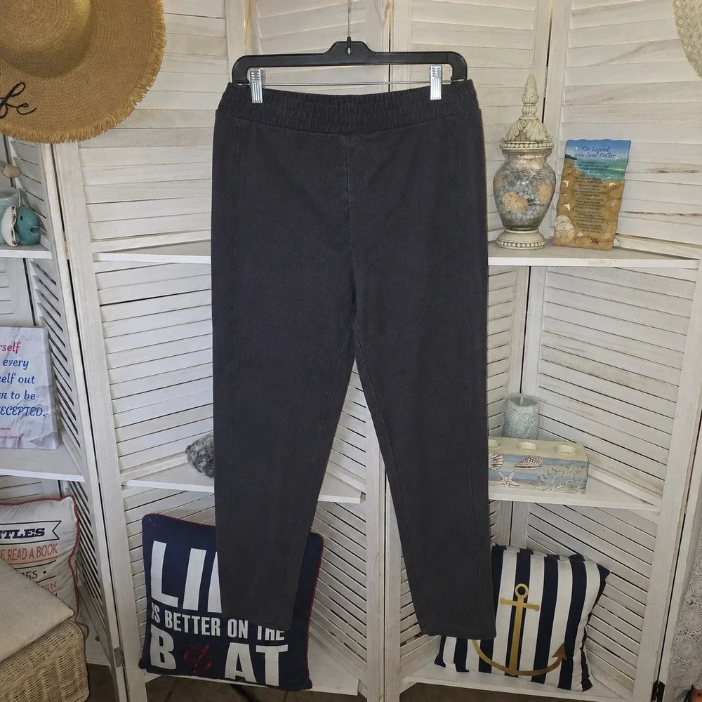 Talbots Pants Womens Navy Blue Work Trousers With Elastic Waist Sz L
